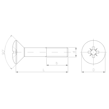 Oval head machine screw, partially threaded