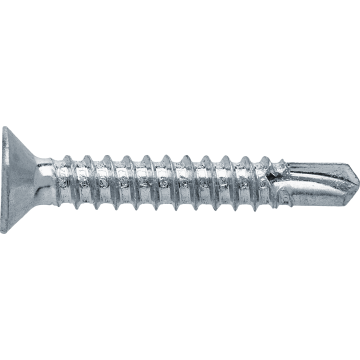 Self-drilling countersunk head screw for PVC joinery